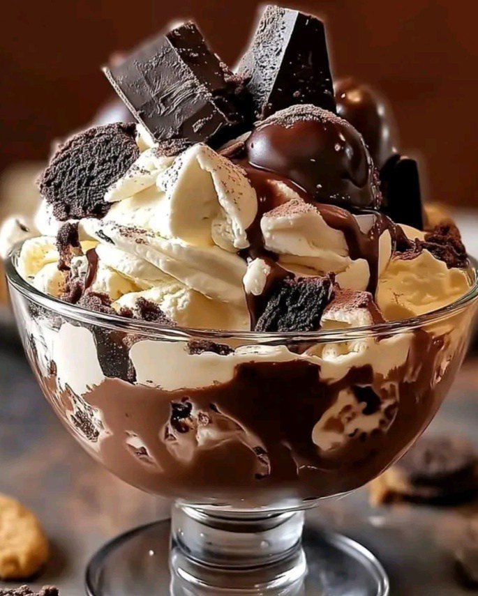 Choco-Chill Cheesecake Ice Cream Bliss dessert served in a bowl with toppings