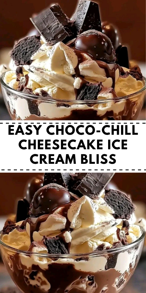 Choco-Chill Cheesecake Ice Cream Bliss dessert served in a bowl with toppings