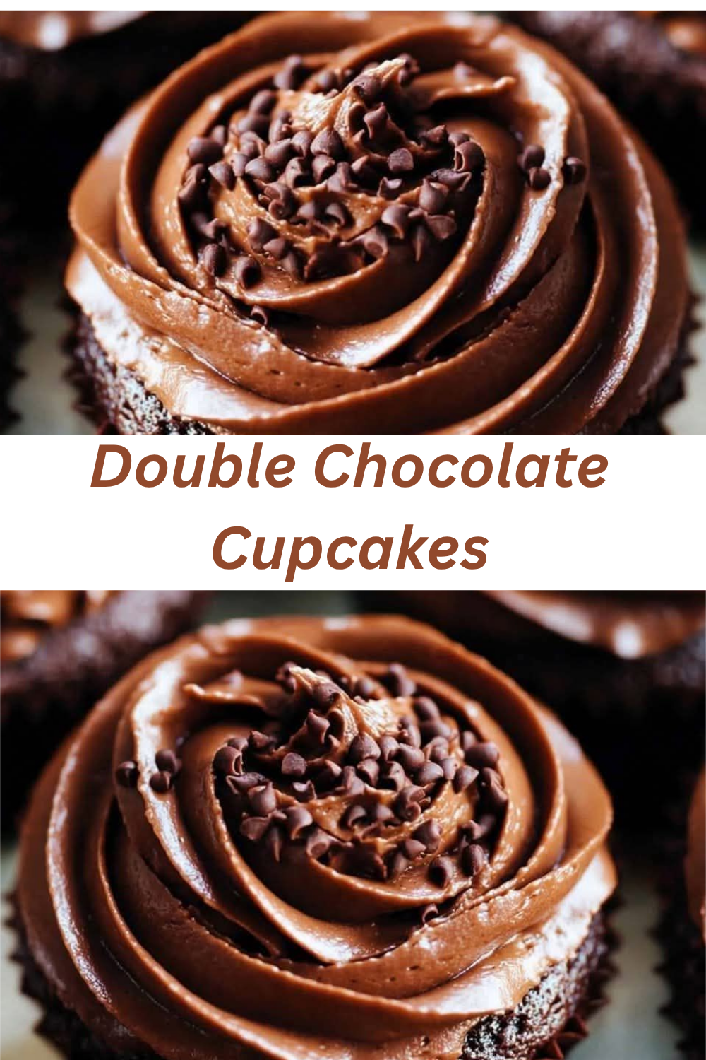 Image of rich and moist double chocolate cupcakes with creamy chocolate frosting on top